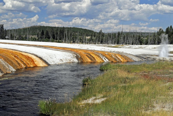 Discharge from Grand Prismatic Spring and Excelsior Geyser