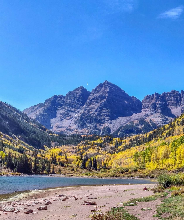 Maroon Bells & A Low Maroon Lake