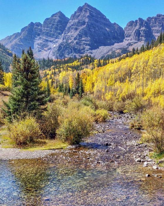 Morning Sun on The Maroon Bells